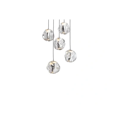 Abbildung von LOOM DESIGN LED Hängeleuchte Ice Ball, chrom/klar, 5 flammig