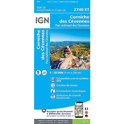 Abbildung von Corniche des Cévennes 1 : 25 000: Parc national (TOP 25)
