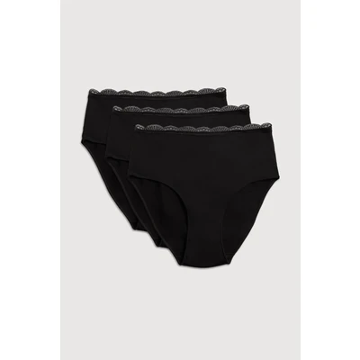 Abbildung von YSABEL MORA Taillenslip &quot;BASIC COLLECTION COTTON WITH LACE&quot;, (3er Pack), hochgeschnitten und mit zarter Spitze verfeinert