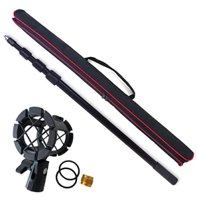 Abbildung von keepdrum Boompole 3m Tonangel Teleskopangel + PCMH1 Spinne elastische Halterung Shockmount für Richtmikrofone