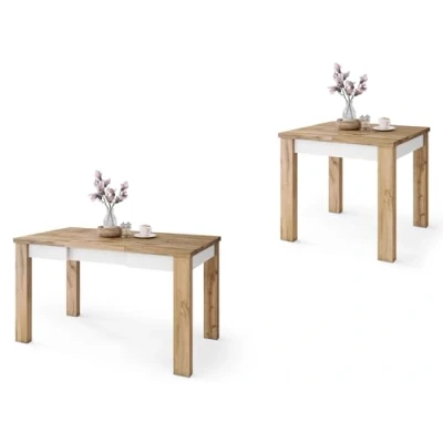 Abbildung von All4All Couchtisch Faro Wohnzimmertisch Kaffeetisch Tisch in Holzoptik mit Ablage Esszimmertisch Einlegeplatte Wotan + Weiß ausziehbar bis 130cm 80x75cm 05