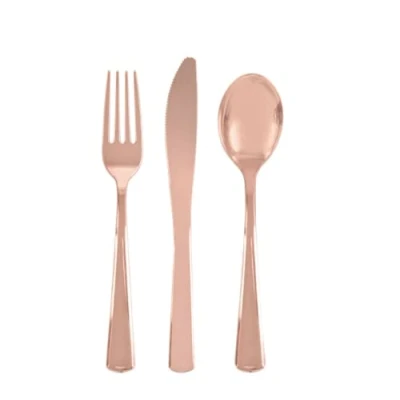 Abbildung von Kunststoffbesteck für 6 Personen Roségold 18 teilig
