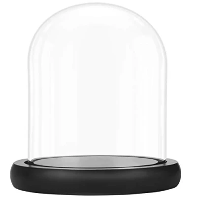 Abbildung von Belle Vous Dekoobjekt Black Glass Bell with Plate, 17 cm Stylish Display, Deko Glasglocke mit Teller, schwarz,