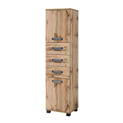 Abbildung von Schildmeyer Hochschrank &quot;Milan&quot;, Breite 40,5 cm, mit 2 Türen, 3 Schubladen &amp; Metallgriffen