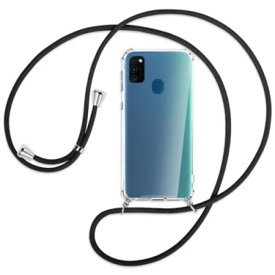 Abbildung von mtb more energy Handykette kompatibel mit Samsung Galaxy M30s, M21 (6.4&#039;&#039;) schwarz Smartphone Hülle zum Umhängen Anti Shock Full TPU Case