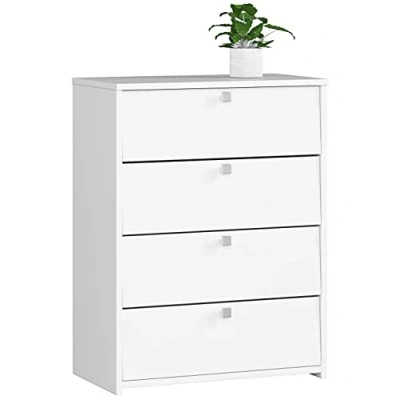 Abbildung von Home Collective Schuhschrank in weiß mit vier Fächern, Türgriffe Satinfarbe, Elegant, Flur Schlafzimmer, Schuhregal, Schuh Schrank 85x66x36cm (HxBxT)