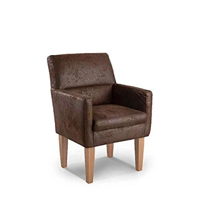 Abbildung von CAVADORE Diningsessel Kira / Polstersessel für Küche, Esszimmer oder Wohnküche in Lederoptik Passend zur Küchengarnitur 66 x 96 71 Hochwertiges Mikrofaser: Braun