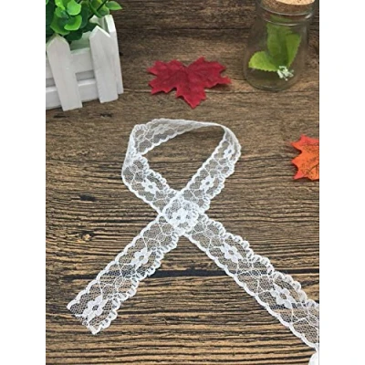 Abbildung von Yulakes 10 Yards Weiß Spitzenborte Spitzenband Zierband Stretch Spitze Blume Borte Hochzeit lace trim Deko band,Handwerk, Schleifband 2cm Breite