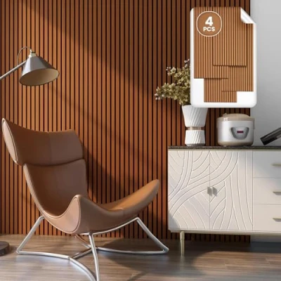 Abbildung von neu.holz 3D Wandpaneel, (Set, 4 tlg) »Vang« Akustik Wandpaneel im 4er Set Teak