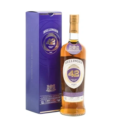 Abbildung von HELLINGER 42 Port Sächsischer Single Malt Whisky 46% Vol. Alkohol 700ml Mit Noten von Honig, Karamell, Rotwein &amp; Birnen Dresdner Manufaktur Reifung im Bourbonfass Portweinfass