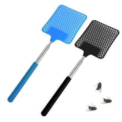 Abbildung von ShiWuYou Fliegenklatsche 2 Stück, Ausziehbar, Fly Swatter, Manuelle Ausziehbare Fliegenfänger, Stabil Fliegenklatschen die für Fliegen, Mücken und Insekten, Schwarz+Blau