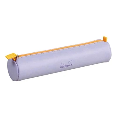 Abbildung von Rhodia 318899C 318897C rund Schlampermäppchen (21,5 x 5 cm, Kunstleder, elegant und praktisch, Reißverschuss Griffplatte, ideal für unterwegs) 1 Stück, türkis
