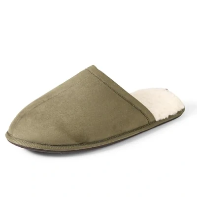 Abbildung von Amazon Essentials Herren Kuschelige Pantoffeln, Dunkles Olivgrün Mikro Wildleder, 41 EU