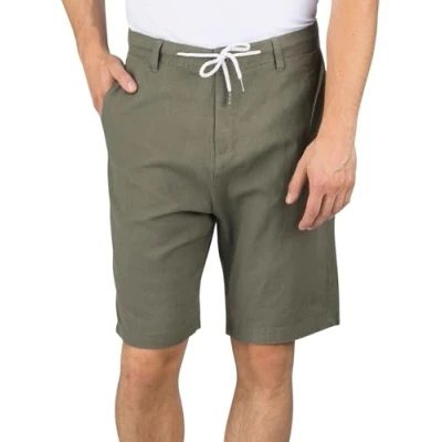 Abbildung von riverso Leinen Shorts Herren Sommer Regular Fit RIVOliver Kurze Hosen Bermuda Knielang Einfarbig, Größe:4XL, Farbe:Ivy Olive