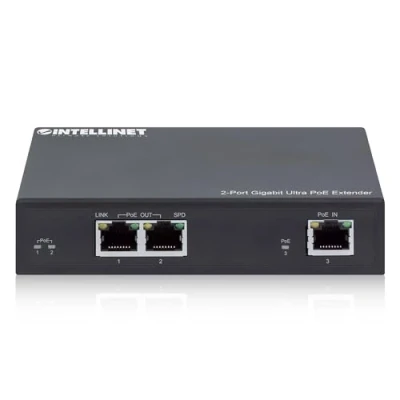 Abbildung von INTELLINET 2 Port Gigabit Ultra PoE Extender 60W um 100m, Schwarz