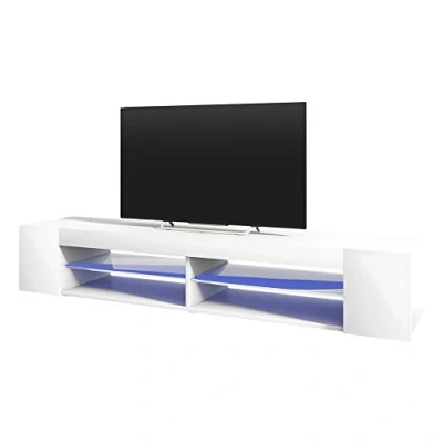 Abbildung von Selsey Mitchell TV Lowboard Weiß Matt/Weiß Hochglanz 180 cm breit mit LED