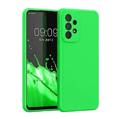 Abbildung von kwmobile Hülle kompatibel mit Samsung Galaxy A33 5G Silikon Handy Case Handyhülle weiche Oberfläche kabelloses Laden Neon Grün