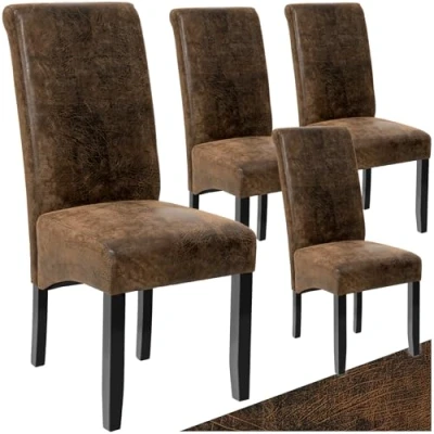 Abbildung von tectake Esszimmerstuhl 4 Esszimmerstühle, ergonomisch, massives Hartholz (4er Set, St), Gepolstert