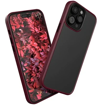Abbildung von EAZY CASE Ultra Schutz Outdoor Hülle kompatibel mit iPhone 14 Pro Max, hochwertige Schutzhülle Aufprallschutz, Stoßfest und Kratzfest, dünne Handyhülle Kameraschutz, Dunkel Rot