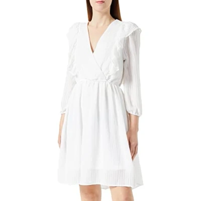 Abbildung von ONLY Women&#039;s ONLLONDON 3/4 Ruffle Dress NOOS WVN Kleid, Cloud Dancer, M