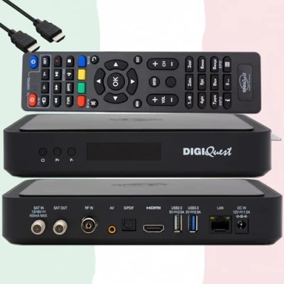 Abbildung von TiVuSat Karte 4K UHD + DIGIQuest Q80 Combo Receiver H.265 S2+T2 HEVC Set Top Box, zertifizierter mit (Nicht AKTIVIERT), Mediaplayer, WebRadio, HTS HDMI Kabel