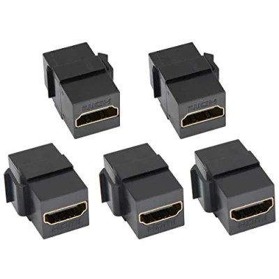 Abbildung von AAOTOKK Vergoldeter HDMI Weiblich auf Keystone Einsatz Kupplung Adapter,für 3D 4K Kabel Kupplungsadapter &amp; Wandplatte Steckdose Panel(Schwarz/5Stücke)