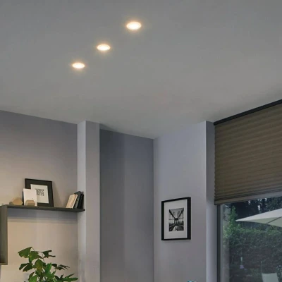 Abbildung von Paulmann 99940 LED Einbauleuchte Premium Suon 3er Set rund incl 3x6,5W IP44 dimmbar Einbaustrahler Satin, Weiß Schranklicht Kunststoff 2700K