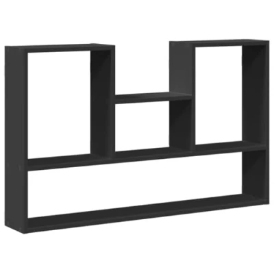 Abbildung von vidaXL Wandregal, Bücherregal mit Stauraum, Hängeregal für Esszimmer Wohnzimmer, Schweberegal Wandboard, Modern, Schwarz Holzwerkstoff