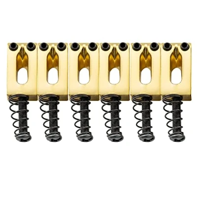 Abbildung von Musiclily 10,5mm Gitarren Saitenreiter Tremolo Bridge Saddles für Strat Tele Style E Gitarre, Gold(6er Set)