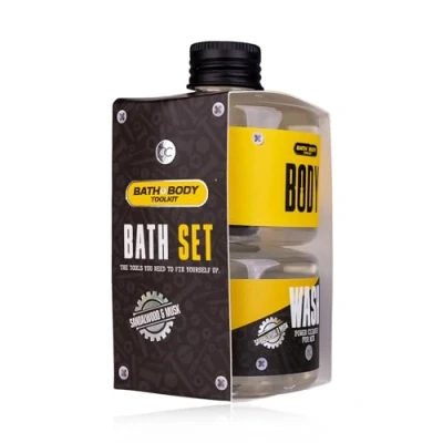 Abbildung von Accentra Badeset BATH + BODY TOOLKIT in Geschenkverpackung, inkl. 2 x 140ml Duschgel, Duft: Sandalwood &amp; Musk Bade und Dusch Gel für Männer