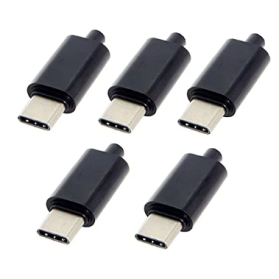 Abbildung von chenyang DIY 24pin USB 3.1 Typ C Stecker SMT mit schwarzem Gehäuse Abdeckung, 5 Stück