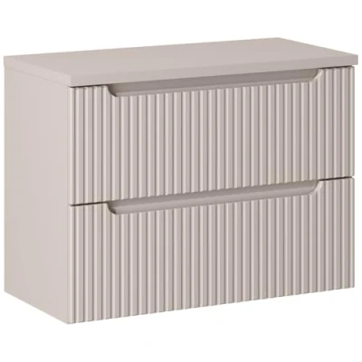 Abbildung von Lomadox Waschbeckenschrank NEWPORT 56 CASHMERE Waschtischunterschrank 80cm in kaschmir mit gerillter Front