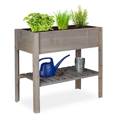 Abbildung von relaxdays Hochbeet Holz grau