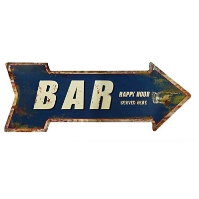 Abbildung von zeitzone Nostalgisches Blechschild BAR Happy Hour Wegweiser Vintage 50x19cm