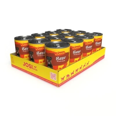 Abbildung von JosiDog Beef in Sauce (12 x 415 g) Adult Premium Nassfutter für ausgewachsene Hunde mit Rind Vitamin D3 &amp; E Powered by JOSERA Hundefutter nass Alleinfutter 12er Pack
