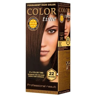 Abbildung von COLOR TIME Permanente Haarfarbe 22 Moccachino Angereichert mit Gelée Royale und Vitamin C Haarfärbung 100% Grauabdeckung 100 ml