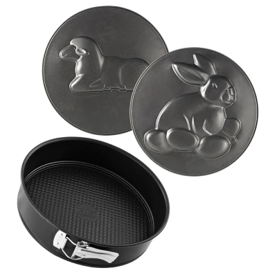 Abbildung von Zenker Springform Ø 26 cm SPECIAL CREATIVE, Backform mit 2 Motivböden, runde Kuchenform Antihaftbeschichtung, kreatives Backen (Farbe: Schwarz), Menge: 1 Stück