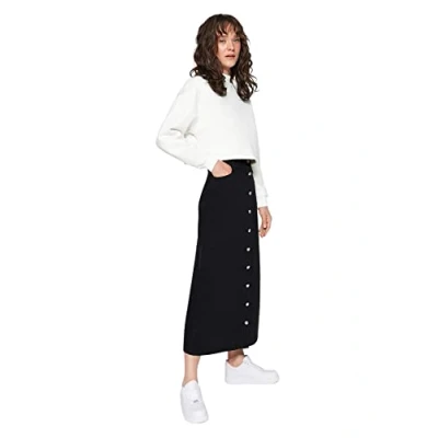 Abbildung von TRENDYOL Damen Skirt Black Maxi baby rock Trend, Schwarz, 38