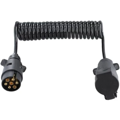 Abbildung von MINSHUXI Anhänger 7 Polig Verlängerung Kabel Spiralkabel 3.0M Anhängerkabel AdapterSpiralkabel Auto Wohnwagen Wohnmobil für PKW Zubehö