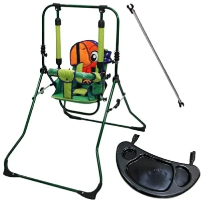 Abbildung von 2in1 Skyline Kinderschaukel Babyschaukel Babywippe Zimmerschaukel Gartenschaukel Indoor Outdoor Baby Schaukel Hochstuhl in einem Sicherheitsgurt mit Bügel zusammenklappbar Drinnen Draußen (Flugzeug)