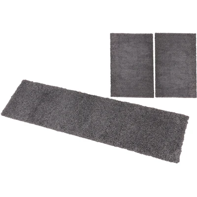 Abbildung von Bruno Banani Bettumrandung &quot;Shaggy Soft&quot;, (3 tlg.), gewebt, Uni Farben, besonders weich, Bettvorleger, Läufer Set