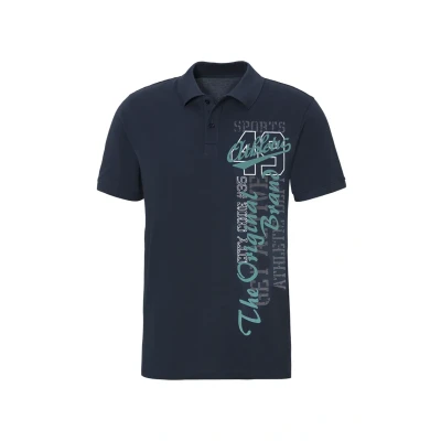 Abbildung von John Devin Poloshirt, mit großem Druck vorn aus Baumwoll Piqué