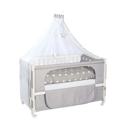 Abbildung von roba® Beistellbett Little Stars 60 x 120 cm, Anstellbett zum Elternbett mit kompletter Ausstattung
