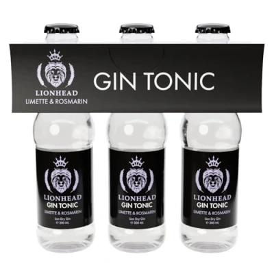 Abbildung von Lionhead Gin Tonic Limette &amp; Rosmarin 3er Set erfrischendes servierfertiges Mixgetränk aus Dry mit Jetzt trinkfertig in der handlichen Flasche 10% Vol. (3 x 0,2 l)