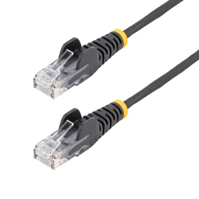 Abbildung von StarTech.com 2 m Cat6 Kabel Schlankes Patchkabel Schwarz Snagless RJ45 Anschlüsse Gigabit Ethernet 28 AWG