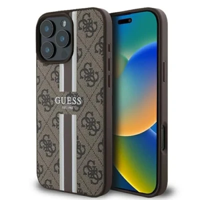 Abbildung von CG Mobile Guess GUHMP16LP4RPSW hülle für iPhone 16 Pro 6.3&quot; braun hardcase 4G Printed Stripes