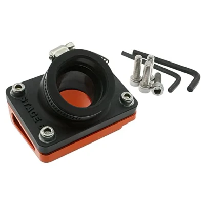 Abbildung von Ansaugstutzen &amp; Spacer d.28mm Stage6 R/T Orange Peugeot liegend