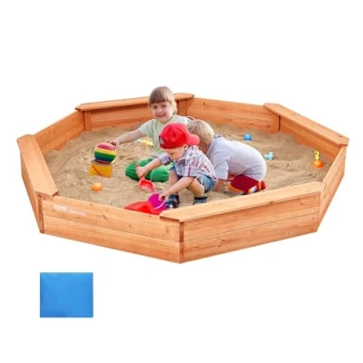 Abbildung von VEVOR Sandkasten Holz Achteckiger Sandgrube 3 12 Jahre 192x192x23cm