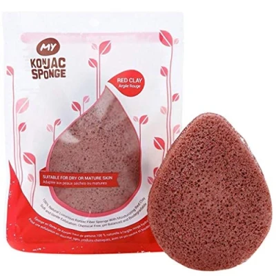 Abbildung von 1PC Konjac Schwamm All Natural Facial Waschen Gesicht Peeling Tiefenreinigung Schönheit Werkzeug Geeignet Für Alle Hauttypen (Rot)