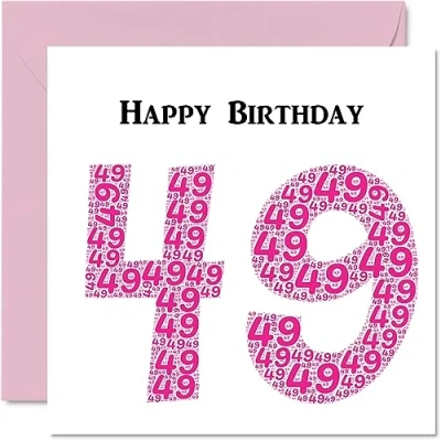 Abbildung von Stuff4 lustige Geburtstagskarte zum 49. Geburtstag für Frau Shapecloud Happy Birthday Karte Vater, Mutter, Bruder, Schwester, Großvater, Oma, Onkel, Tante, 145 mm x Grußkarten,